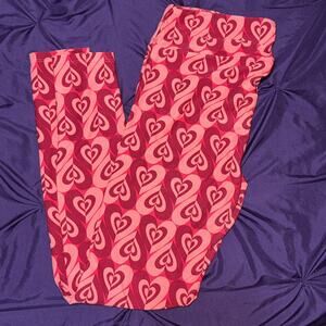 LulaRoe Leggings TC Tall & Curvy Valentine Hearts Pink Red Stretch Love women’s